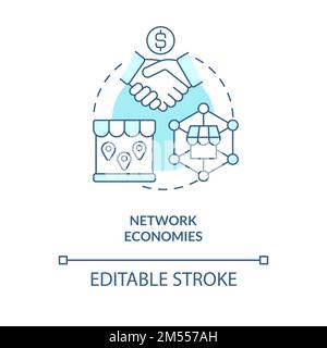 Network economies turquoise concept icon Stock Vector