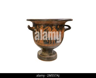 Beautiful Old Greek Amphora isolated on white background Stock Photo