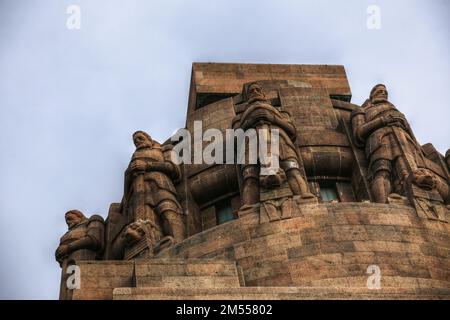 Brave soldier sculptures on the Volkerschlachtdenkmal (Monument to the Battle of the Nations) in Leipzig, built in 1913. Stock Photo