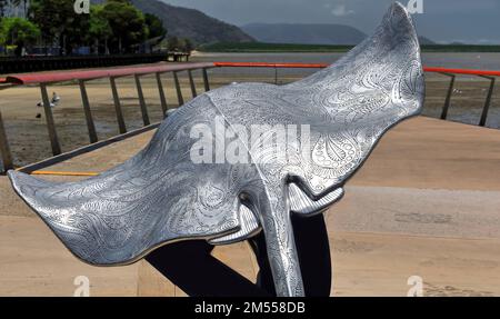 354 Stainless steel stingray at the seaside on the Esplanade. Cairns-Australia. Stock Photo