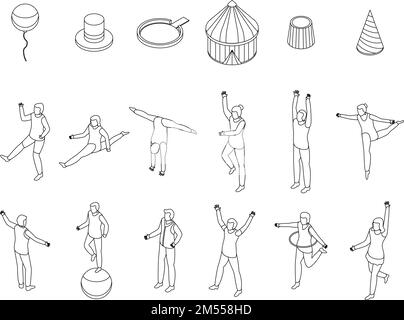 Acrobat icons set. Isometric set of acrobat vector icons for web design ...