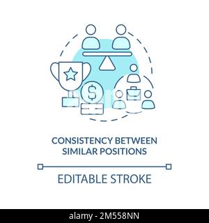 Consistency between similar positions turquoise concept icon Stock Vector