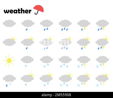 Symbols in the form of clouds, sun, lightning, rain, snow. A blank for the weather forecast. Stock Vector