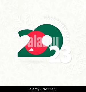 New Year 2023 for Bangladesh on snowflake background. Greeting Bangladesh with new 2023 year. Stock Vector