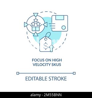 Focus on high velocity SKUs blue concept icon Stock Vector