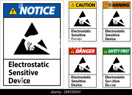 Caution Electrostatic Sensitive Device Sign On White Background Stock ...