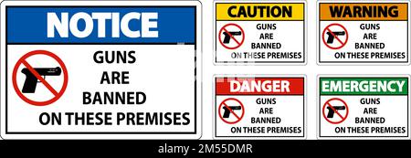Prohibition sign guns, No guns sign On White Background Stock Vector