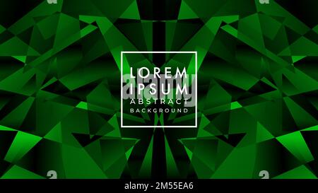 Symmetrical Poligonal Pattern Illustration in Dark Green Color Gradient. Abstract Background Design Template with Emerald Crystal Ornament. Stock Vector