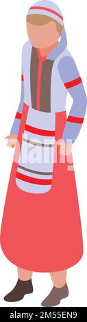 Belarus woman icon isometric vector. Travel map. Global culture Stock Vector