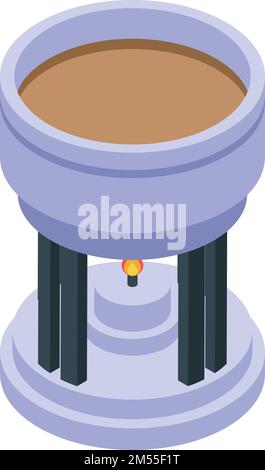 Switzerland fondue icon isometric vector. Cheese food. Fork cooking Stock Vector