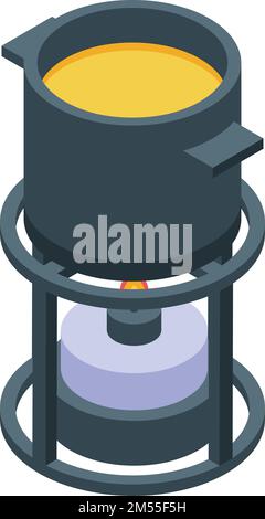 Fondue icon isometric vector. Cheese food. Hot pot Stock Vector
