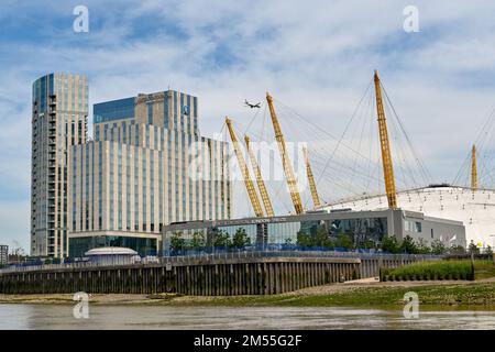 London, England, UK - June 2022: The O2 Arena in Greenwich with the adjoining Intercontinental Hotel. Stock Photo