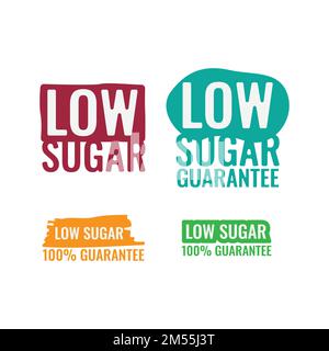 Low Sugar Set Of Vector Stickers For Product Package, Label Design 