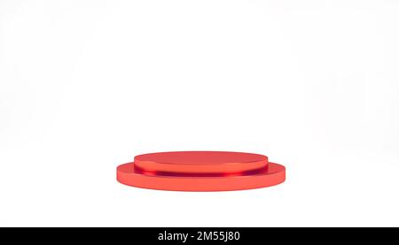 Valentine's day 3d red podium with red metal heart on white background ...