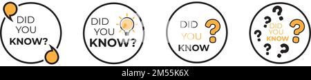 The Did you know banner design. Box frame with bulb. Template with message speech bubble and question Stock Vector