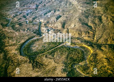 Ethiopia, 1970s, aerial view blue Nile river, Amhara region, East Africa, Stock Photo