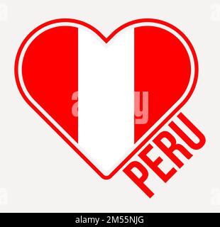 Peru heart flag badge. Made with Love from Peru logo. Flag of the country in heart shape. Vector illustration. Stock Vector