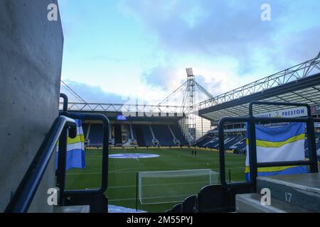 Preston, UK. 25th Dec, 2022. General view inside of Deepdale, home of Preston North End ahead of the Sky Bet Championship match Preston North End vs Huddersfield Town at Deepdale, Preston, United Kingdom, 26th December 2022 (Photo by Gareth Evans/News Images) in Preston, United Kingdom on 12/25/2022. (Photo by Gareth Evans/News Images/Sipa USA) Credit: Sipa USA/Alamy Live News Stock Photo