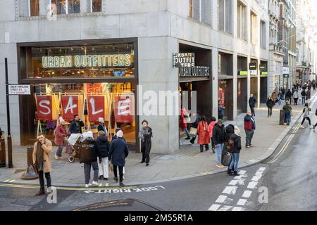 26 December 2022. London, UK.   Visitors in Oxford Street look for Boxing Day sales bargins. Many stores have already been on sale on-line before Christmas Day. Photo by Ray Tang Stock Photo