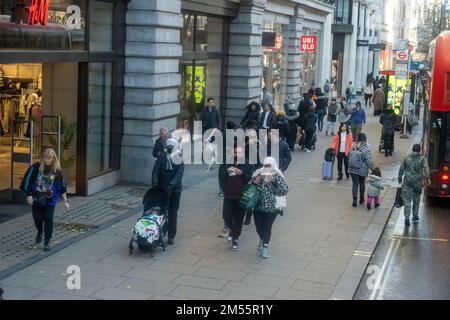 26 December 2022. London, UK.   Visitors in Oxford Street look for Boxing Day sales bargins. Many stores have already been on sale on-line before Christmas Day. Photo by Ray Tang Stock Photo