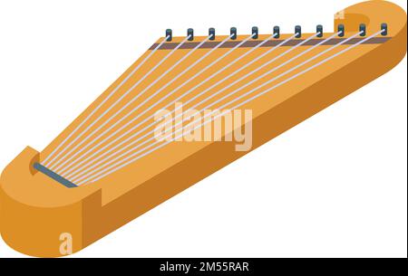 Kantele harp icon isometric vector. Music instrument. Retro chord Stock Vector