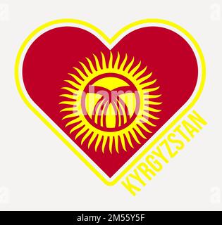 Kyrgyzstan heart flag badge. Made with Love from Kyrgyzstan logo. Flag of the country heart shape. Vector illustration. Stock Vector
