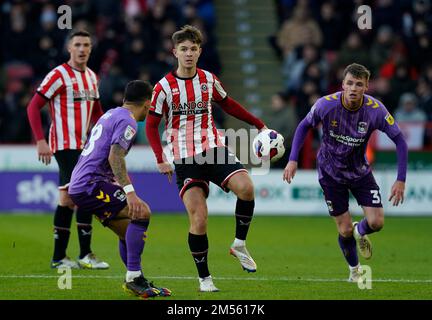 Sheffield, England, 26th December 2022.  James McAtee of Sheffield Utd in action during the Sky Bet Championship match at Bramall Lane, Sheffield. Picture credit should read: Andrew Yates / Sportimage Credit: Sportimage/Alamy Live News Stock Photo