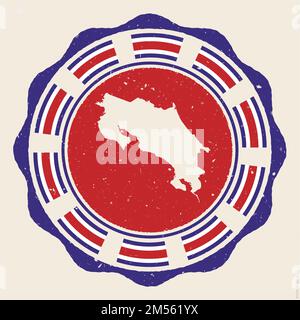 Costa Rica vintage sign. Grunge round logo with map and flags of Costa Rica. Elegant vector illustration. Stock Vector