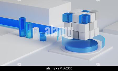 Connection from geometric cubes. Science and technology. Internet communications. Stock Photo