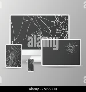 Custom digital gadgets cracks Stock Vector