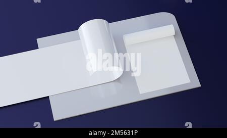 Mockup business template with blank paper, 3d rendering Stock Photo