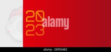 Banner design for the 2023 celebration of the Year of the Rabbit. Vector template. Stock Vector