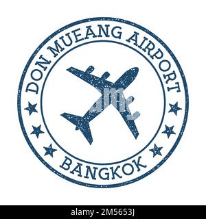 Don Mueang Airport Bangkok logo. Airport stamp vector illustration. Bangkok aerodrome. Stock Vector