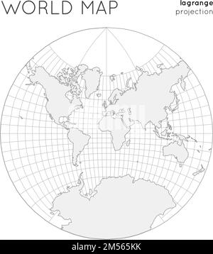 World map. Globe in Lagrange projection, with graticule lines style. Outline vector illustration. Stock Vector