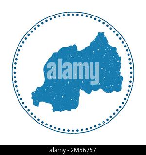 Rwanda sticker. Travel rubber stamp with map of country, vector illustration. Can be used as insignia, logotype, label, sticker or badge of the Rwanda Stock Vector