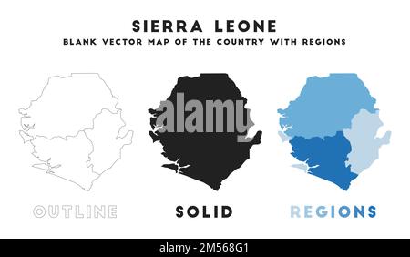 Sierra Leone - solid black silhouette map of country area. Simple flat ...