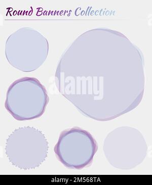 Abstract round labels. Circular backgrounds in blue and purple colors. Powerful vector illustration. Stock Vector