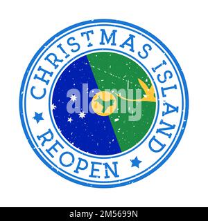 Christmas Island Reopening Stamp. Round badge of country with flag of Christmas Island. Reopening after lockdown sign. Vector illustration. Stock Vector