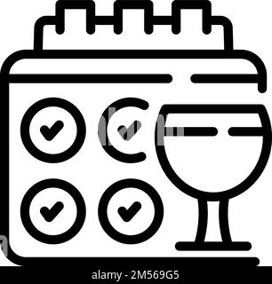 Wine calendar icon outline vector. Grape barrel. Winery cellar Stock Vector