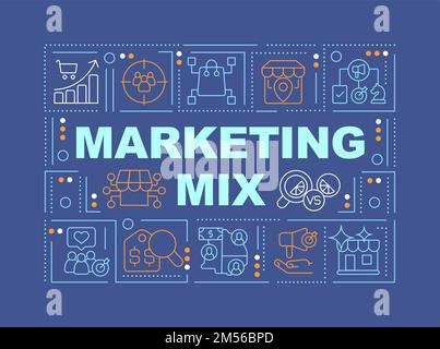 Marketing mix word concepts dark blue banner Stock Vector