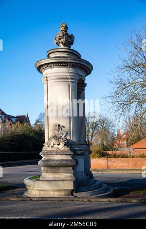 Newmarket, Suffolk,26th December 2022,People were out enjoying the glorious sunshine with blue skies in Newmarket, Suffolk.The Temperature was 6C with a cold wind. Newmarket is well known for its Horse racing and there is a monument to Sir Daniel Cooper Mart.Credit: Keith Larby/Alamy Live News Stock Photo