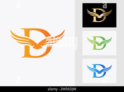 D Letter Wing Logo Design. Initial Flying Wing D Letter Logo Stock Vector