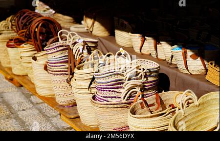 Woven baskets at a local market Stock Photo