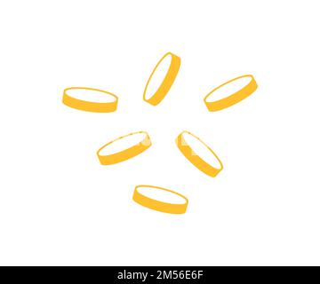 Coins falling, falling money, flying gold coins logo design. Cash explosion and flying coin vector design and illustration. Stock Vector