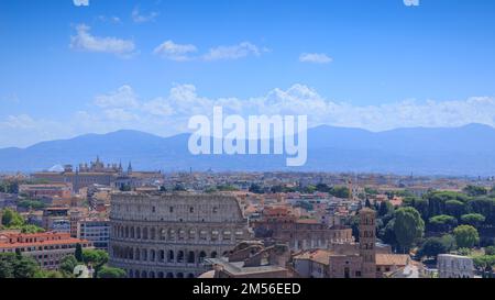 Cityscape  of Rome from Vittoriano: in the center the Colosseum. Stock Photo