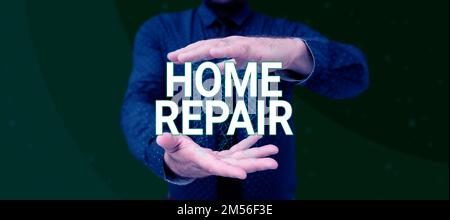 Conceptual caption Home Repair. Word Written on maintenance or improving your own house by yourself using tools Stock Photo