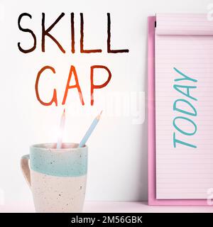 Sign displaying Skill Gap. Internet Concept Refering to a person's weakness or limitation of knowlege Stock Photo