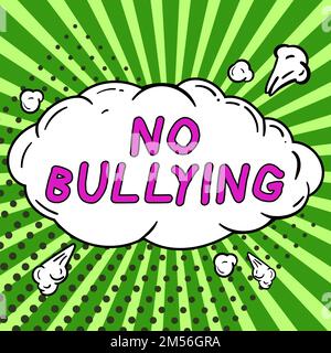 Conceptual caption No Bullying. Business idea stop aggressive behavior among children power imbalance Stock Photo