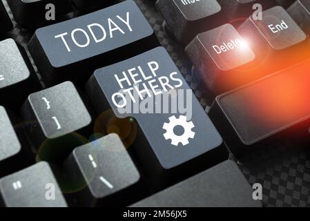 Conceptual display Help Others. Word Written on the action of helping someone to do something or assistance Stock Photo