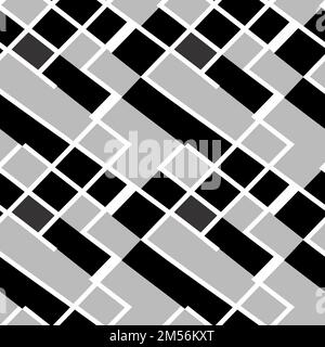Simple geometric abstract vector pattern with black and white shapes. Geometric graphics composition. Seamless background Stock Photo